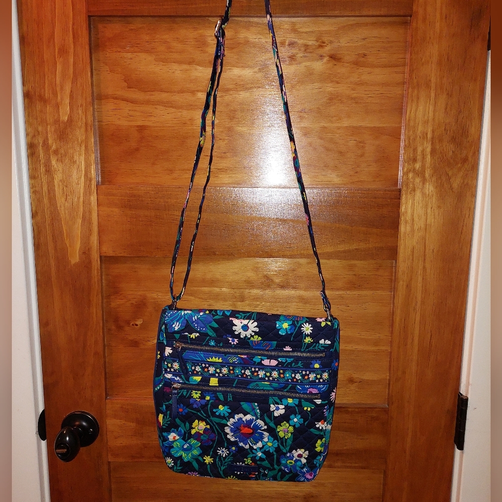 VERA BRANDLEY triple zip cross-body bag, NWOT